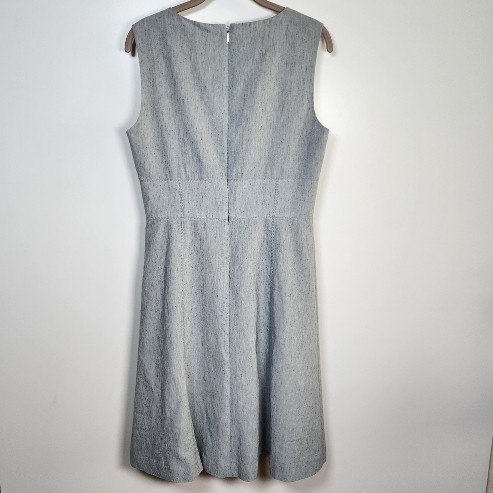 Tailored Rebecca Taylor Grey Linen Blend Sleeveless Career Office Dress 8 - Picture 3 of 14